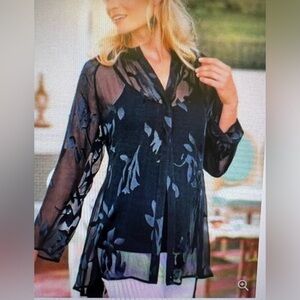 Soft Surroundings Multi Style Sheer Top Silk/Viscose Blend  size xs